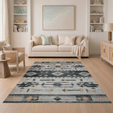 Grey Distressed Grey Southwestern Geometric Area Rug