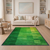 Modern Green-to-Yellow Geometric Block Area Rug