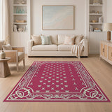 Ornate Pink Persian Rug with Geometric Motifs