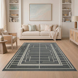 Grey Intricate Geometric Lattice Rug