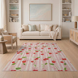 Cherry Bow Pink Stripe Area Rug