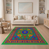 Vibrant Multi-Color Persian Area Rug with Floral Medallion
