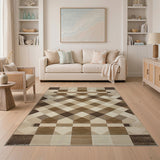 Geometric Modern Geometric Brown Tan Woven Area Rug