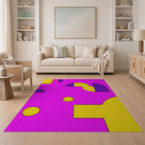 Vibrant Pink Yellow Purple Geometric Area Rug