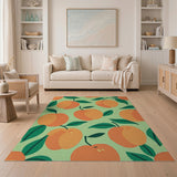 Vibrant Peach Fruit Pattern Area Rug