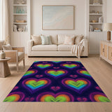 Vibrant Rainbow Hearts Kids Area Rug