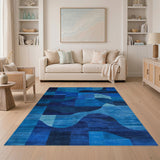 Blue Teal Abstract Wave No. 7 Area Rug