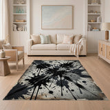 Distressed Black Ink Splatter Area Rug