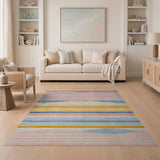 Vibrant Multi-Color Striped Wave Area Rug