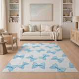 Cute Light Blue Bow Scatter Area Rug