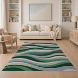 Abstract Area Green Emerald Wave Abstract Area Rug