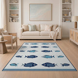 Stylized Blue Striped Fish Area Rug