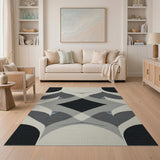 Black and White Geometric Modern Modern Black White Geometric Area Rug