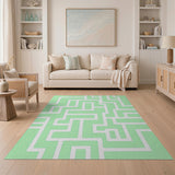 Mint Green Maze Geometric Area Rug