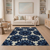 Navy Dahlia Floral Area Rug