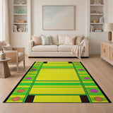 Vibrant Yellow Green Dotted Geometric Area Rug