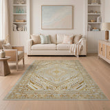 Gold Geometric Heritage Tribal Area Rug
