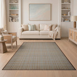 Beige and Neutral Geometric Modern Beige Plaid Woven Area Rug