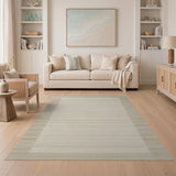 Beige Striped Border Area Rug
