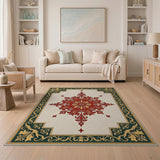 Ornate Red Starburst Medallion Area Rug