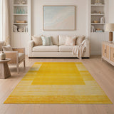 Golden Yellow Striped Frame Area Rug