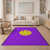 Purple Pixelated Smiley Face Area Rug