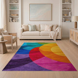 Multi-color and Patterns Vibrant Overlapping Circles Multi-Color Area Rug