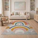 Vibrant Rainbow Arch Geometric Area Rug