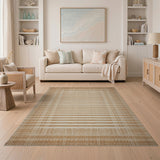 Geometric Modern Beige and Neutral Beige Plaid Woven Area Rug