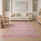 Blush Pink Abstract Leaf Vintage Rug