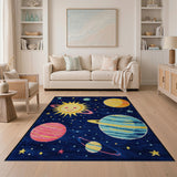 Kids Cartoon Space Galaxy Area Rug