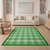 Geometric Modern Green Classic Green Gingham Checkered Area Rug