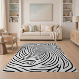 Abstract Area Hypnotic Swirl Black White Area Rug