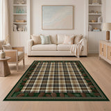 Rustic Pine Plaid Area Rug in Brown Tan