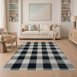 Black and White Black White Buffalo Check Woven Area Rug