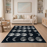 Moon Phase Calendar Black White Area Rug