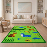 Kids Cartoon Jungle Animal Area Rug Tigers Dinos Sharks