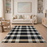 Black Grey Buffalo Check Plaid Area Rug