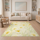 Yellow Dandelion Bee Washable Area Rug