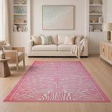 Geometric Modern Pink Hot Pink Zebra Stripe Area Rug