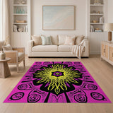 Vibrant Pink Mandala Sunburst Area Rug