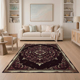 Ornate Distressed Vintage Red Medallion Rug