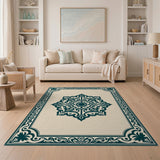 Blue and Teal Teal Mandala Persian Area Rug