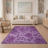 Purple Purple Rose Vine Floral Area Rug
