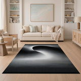 Modern Halftone Curves Black White Area Rug