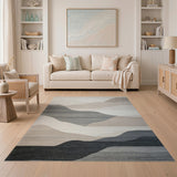Layered Grey Peaks Abstract Area Rug