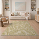 Golden Banana Leaf Beige Area Rug