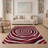 Hypnotic Red Spiral Vortex Area Rug