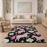 Galactic Pink Unicorns Stars Area Rug