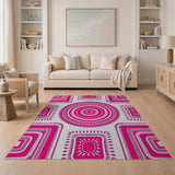 Vibrant Pink Mandala Tribal Area Rug